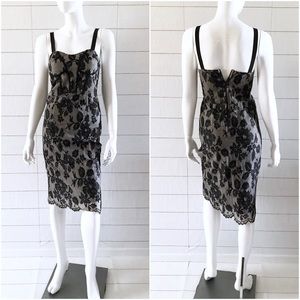 Jill Stuart Black Floral Lace Silk Bustier Dress
